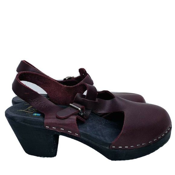 🛍️LOTTA'S Swedish Clogs Burgundy Highwood T-Bar size 41🛍️ - Picture 8 of 11